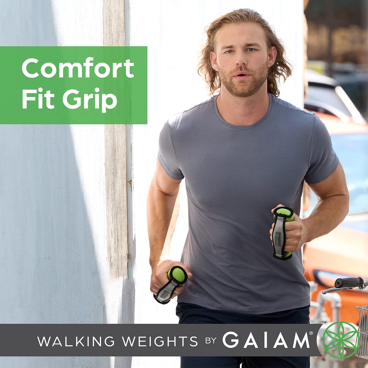 Gaiam Hand Weights for Women & Men Soft Dumbbell Walking Hand Weight Sets with Hand Strap - Walking, Running, Physical Therapy, Aerobics - 2lb Set (2 x 1lb Weights)