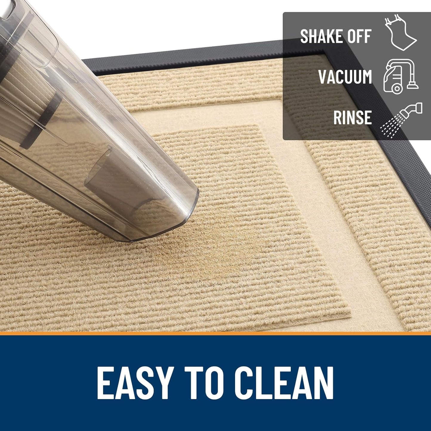 OLANLY Indoor Outdoor Front Door Mat - Waterproof, All-Weather, Easy Clean | Sturdy Natural Rubber, 71x23, Beige