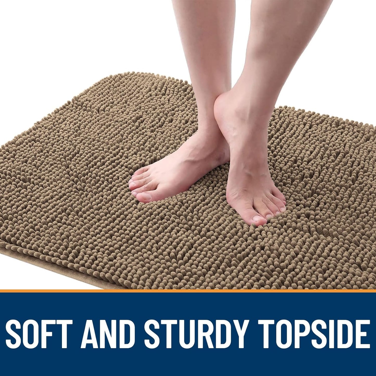 OLANLY Dog Door Mat - Absorbent Non-Slip Chenille Mat for Muddy Paws | 59x32 Tan Indoor Entryway Carpet