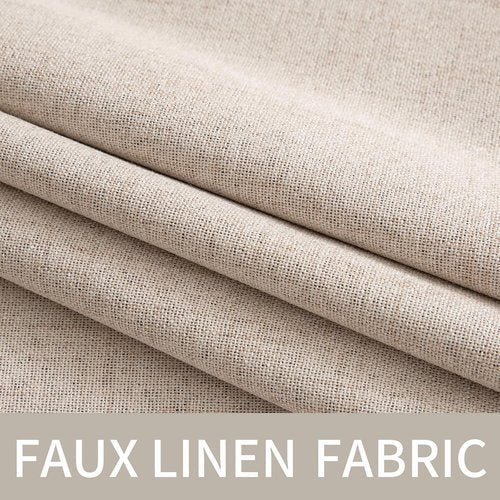 MIULEE 100% Blackout Linen Textured Curtains - Thermal Insulated Natural Beige | 52 x 78 Inch (2 Panels)