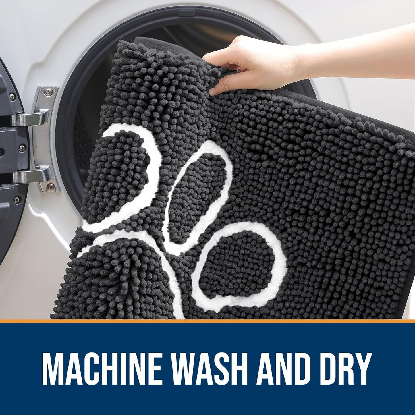 OLANLY Dog Door Mat - Absorbent Non-Slip Mud Mat for Paws | Quick Dry Chenille, 59x32, Dark Grey