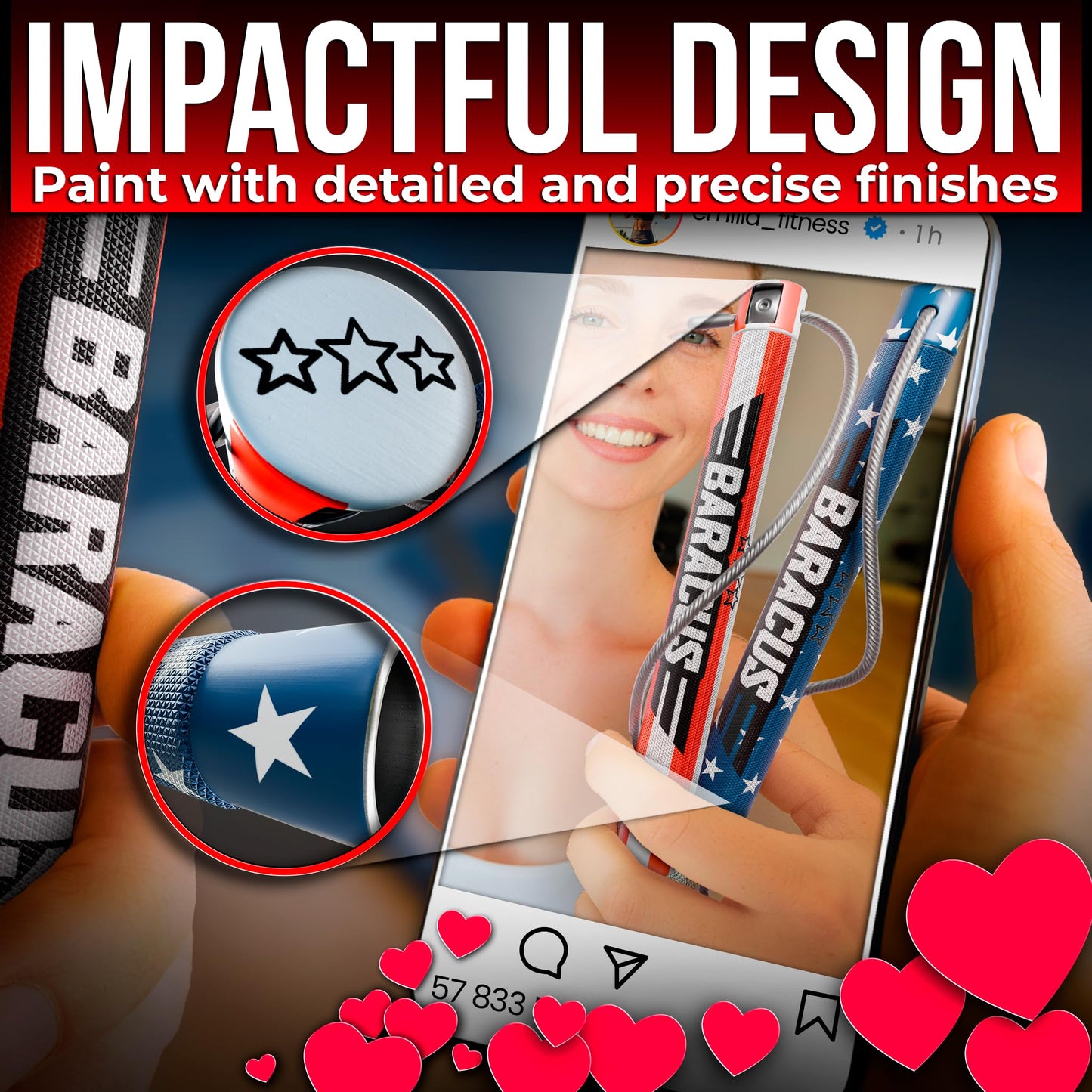 BARACUS Jump rope for women, men, kids | gym accessories for women | at home workout equipment | pesas para ejercicios en casa – Professional Speed Rope with Knurled Aluminum Handles & Hard Case