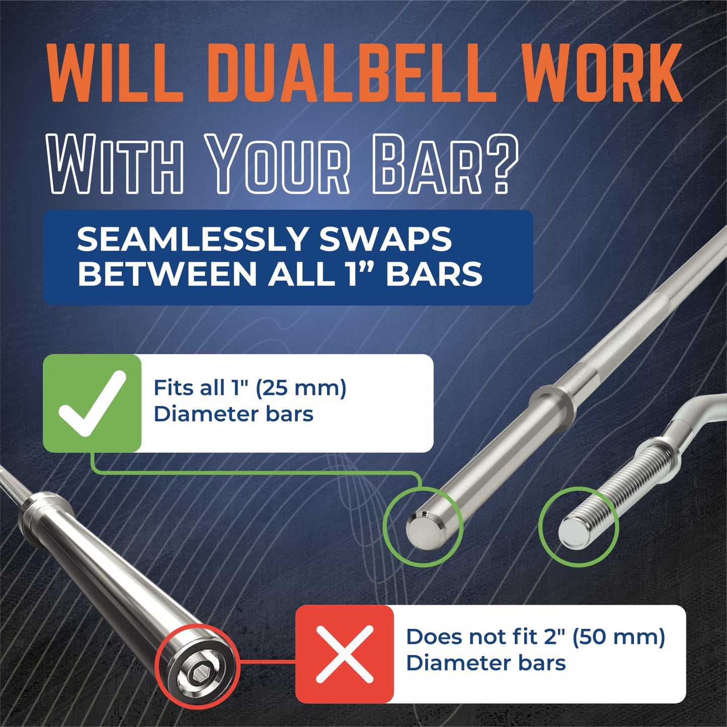 Dualbell Pair- Connect Dumbbells to Barbell (Black)