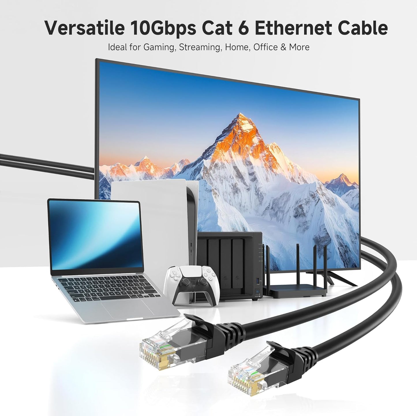 10Gbps 10-Pack 6 8ft, 6 Cat6 Cable Matters Snagless Short Cat Ethernet Cable - Cat Cable, Cord, Ethernet Cord, Black