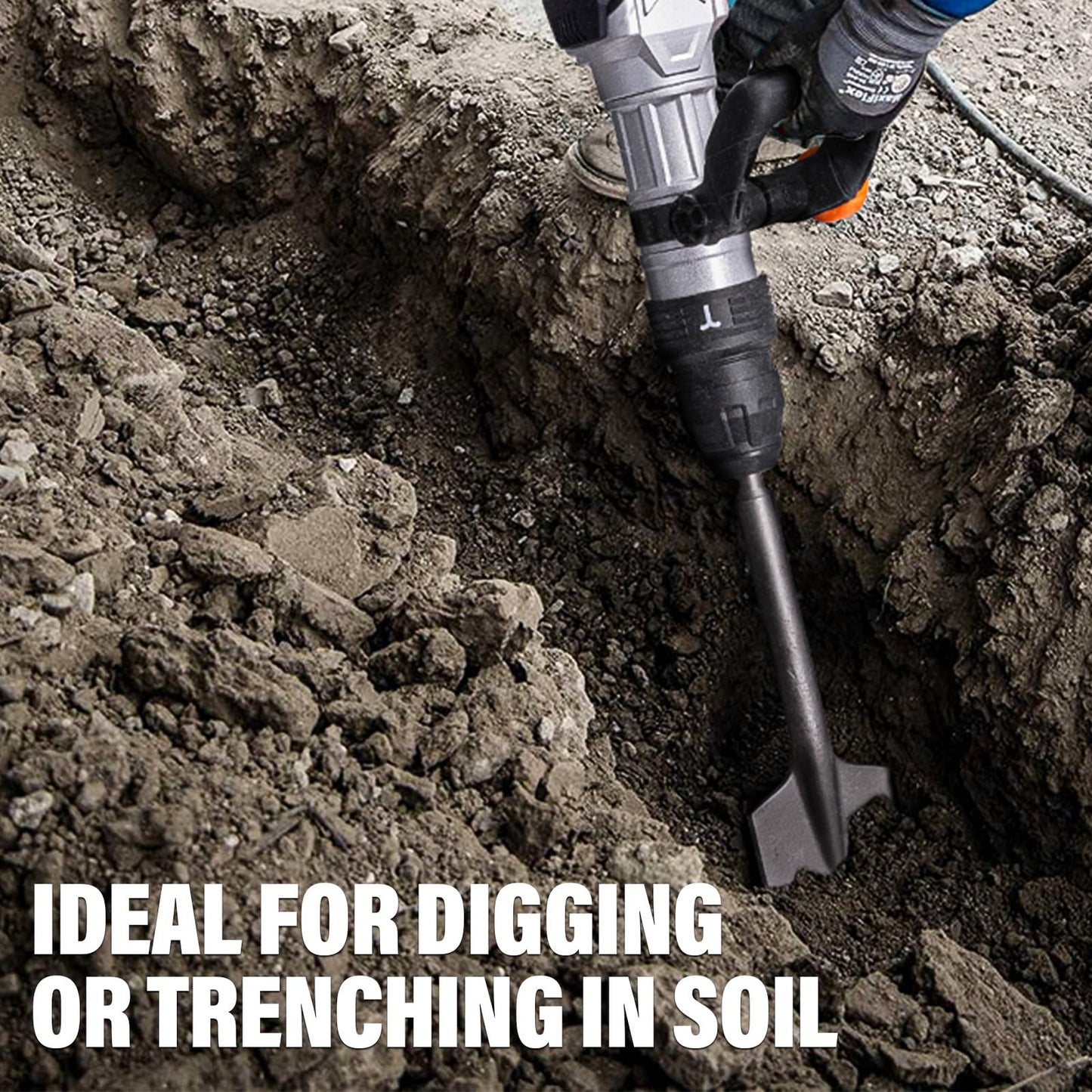 Berserker 16-Pound SDS-Max Demolition Jack Hammer with SDS Max Clay Spade, 4-1/2" x 18-1/2" Steel Shovel Bit
