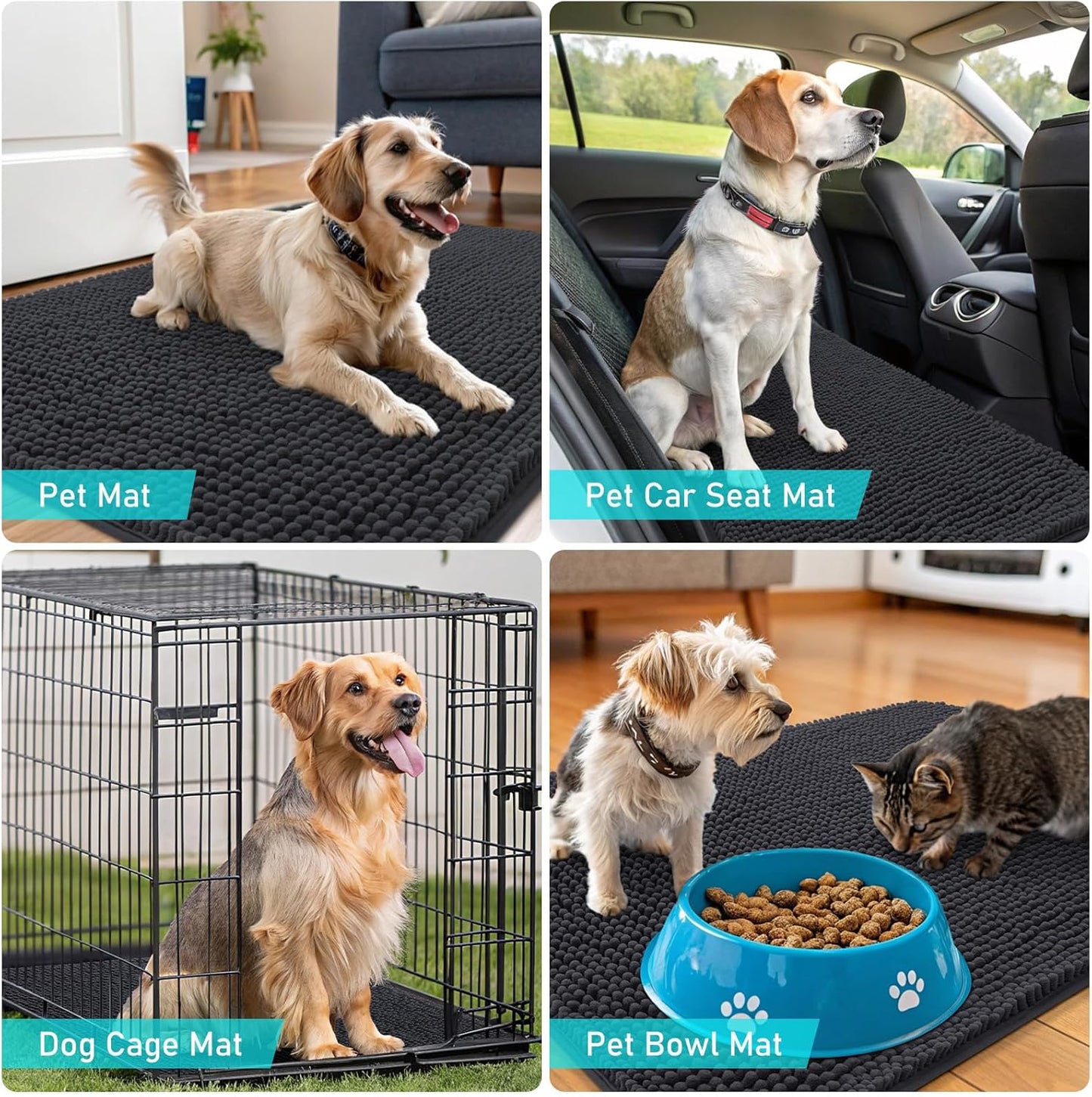 OLANLY Dog Door Mat - Absorbent Non-Slip Washable Doormat for Muddy Paws | 40x24 Dark Grey