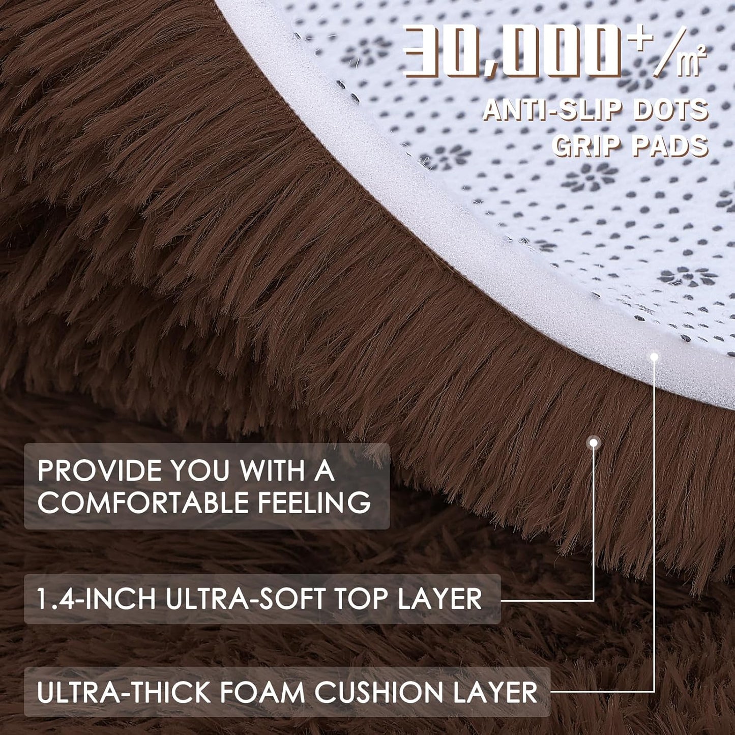 OLANLY Large Area Rug - Soft Fluffy Shaggy Carpet for Living Room & Bedroom | Machine Washable, 7x8 ft