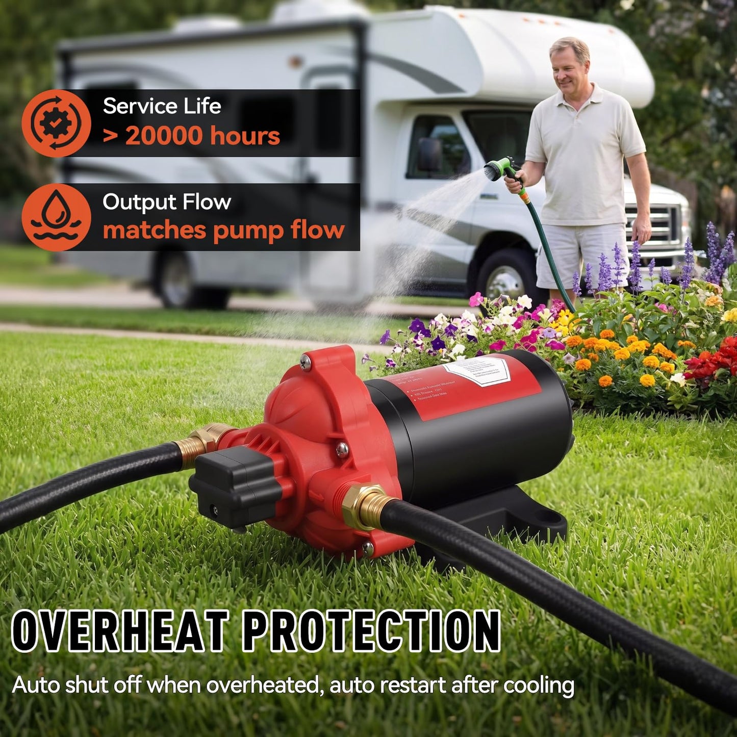 12V Sprayer Pump, 2.5gpm-8amp-60psi, Chemical and Corrosion Resistant, Compatible with Roundup, Diaphragm Pump with Pressure Switch and Self-Priming for Agricultural Spraying, Rv, Boats, Etc