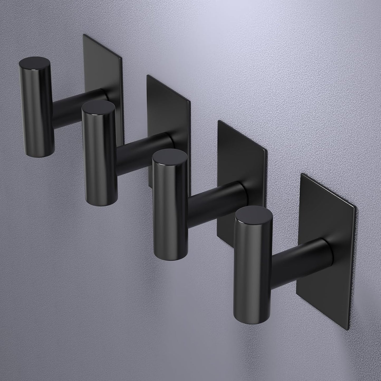 VAEHOLD Wall Towel Hooks - Heavy Duty Waterproof Sticky Holders for Coats & Clothes | Black, 2 Pack