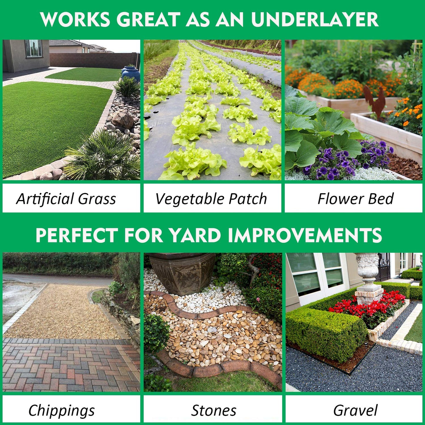 Kdgarden Premium 5oz Pro Weed Barrier Landscape Fabric Ground Cover Heavy Duty Commercial Anti-Weed Gardening Mat, 3ft x 300ft, Black