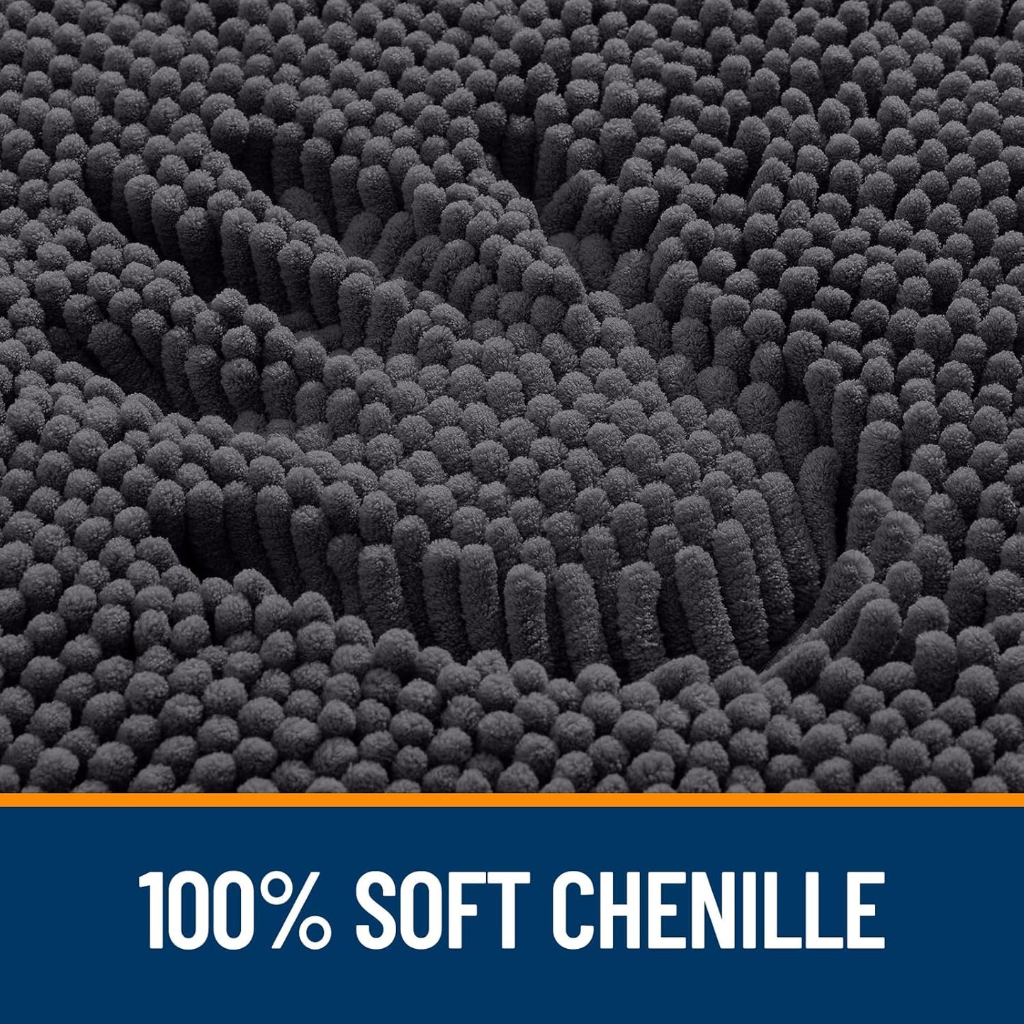 OLANLY Bathroom Runner Rugs - Soft Absorbent Chenille Bath Mat with Rubber Backing | 59x24, Dark Grey