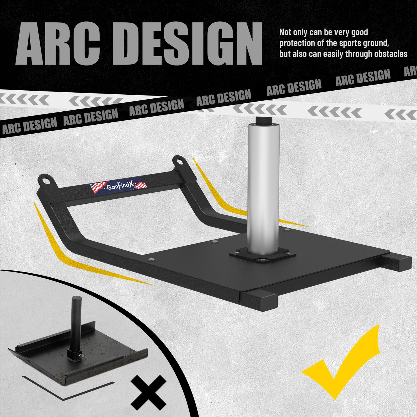 GanFindX Weight Sled, Workout Fitness Training Sled, Speed Training Sled for Athletic Exercise, Fitness Strength Training and Speed Improvement, Suitable for 1" & 2" Weight Plate
