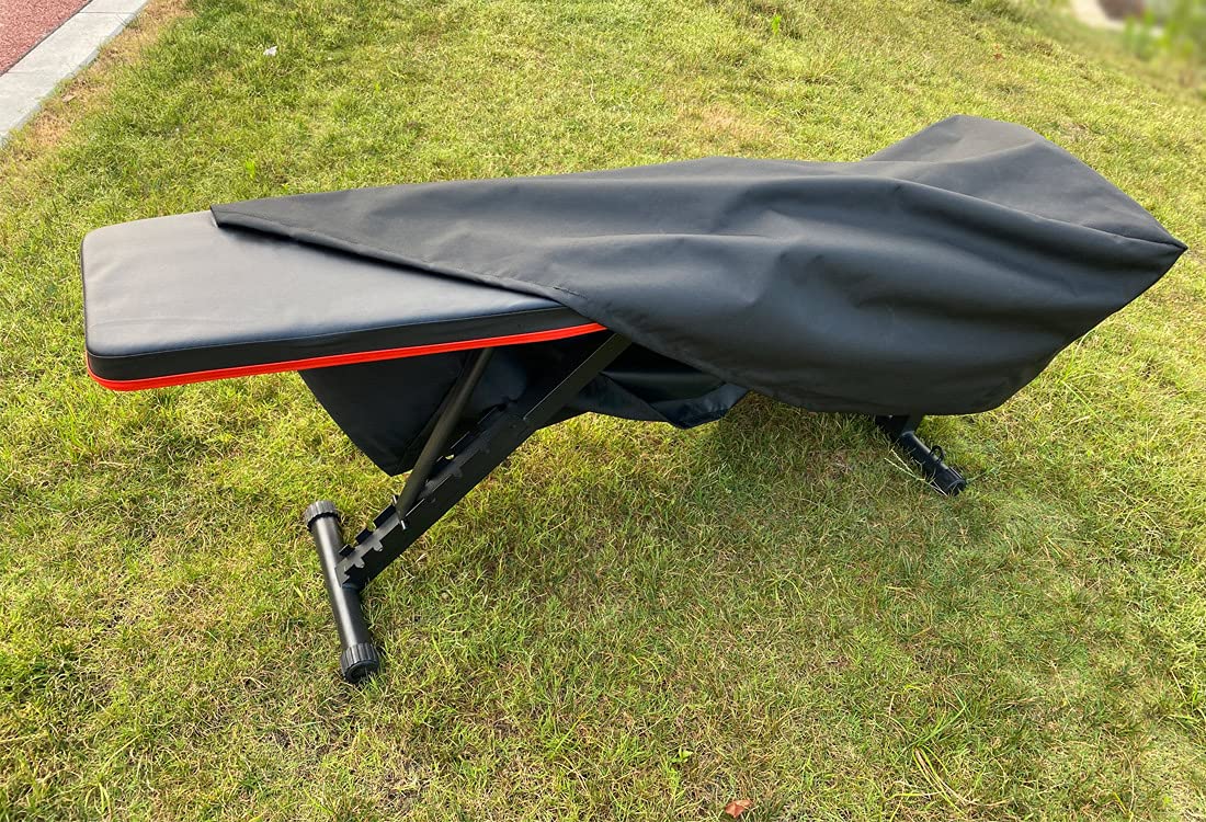 Mini Lustrous Weight Bench Cover, Adjustable Exercise Workout Bench Cover, Waterproof 600D Oxford Fabric for Indoor and Outdoor Use, 50" L x 23" W x 17" H（Black）