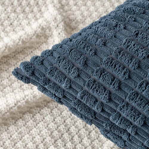 MIULEE Euro Sham Pillow Covers - Soft Boho Striped Corduroy | 24x24 Inch for Modern Farmhouse Decor - Blue