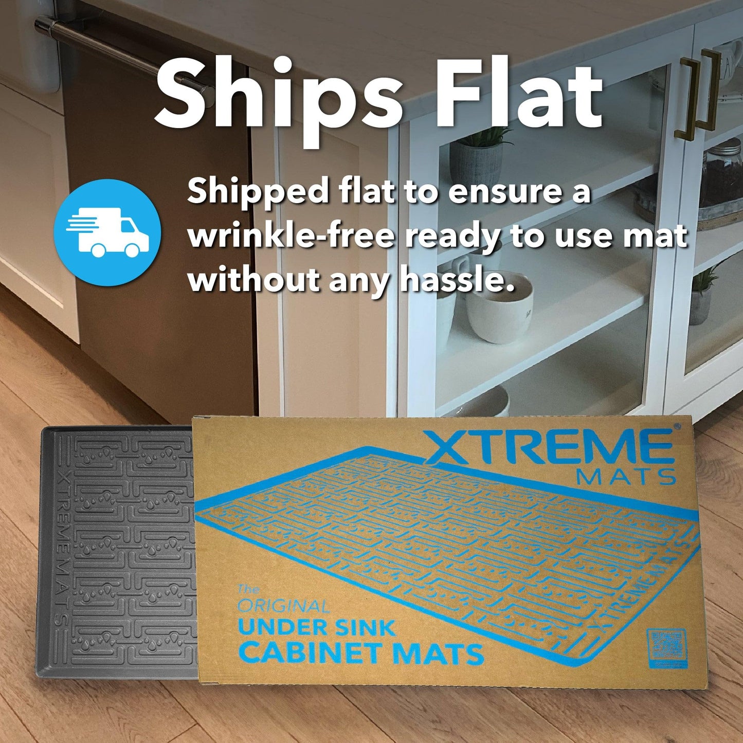 XTREME MATS Waterproof Undersink Mat (Grey 28" 1/4 x 22 1/4) Cabinet Base Liner for Kitchen & Laundry Cabinets Catches Leaks Prevents Damage Flexible Sink Driptray