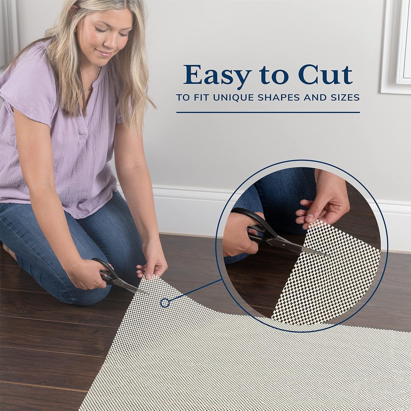 Veken Rug Pad Gripper - Non-Slip 6x9 Ft Thick Mat for Hardwood & Tile Floors | Keeps Rugs Secure