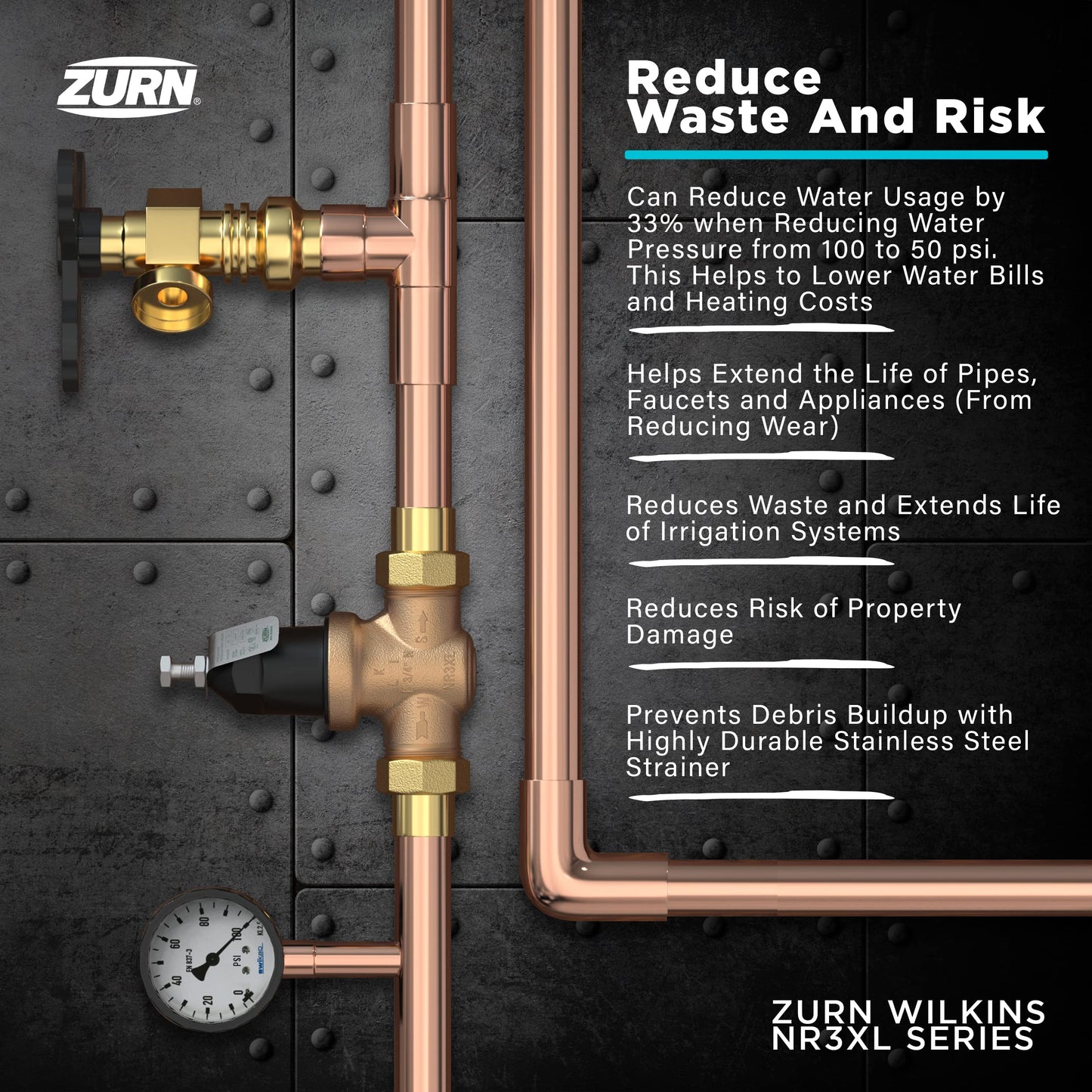 Zurn Wilkins 112-NR3XL 1-1/2" NR3XL Pressure Reducing Valve Single Union Female x Female NPT Connection