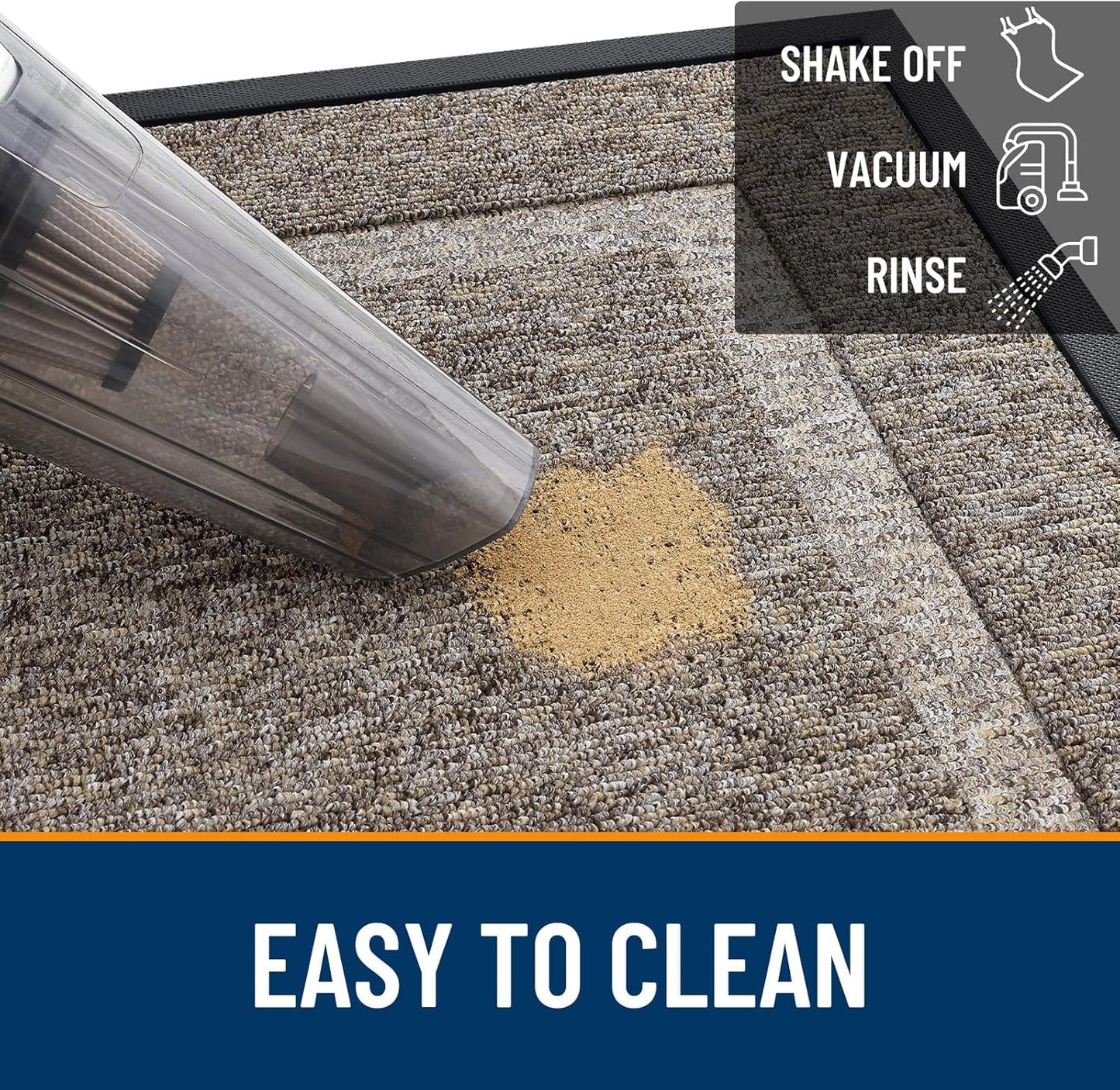 OLANLY Waterproof Front Door Mat - All-Season Natural Rubber Doormat | Easy Clean, Low Profile, 47x23, Khaki & White