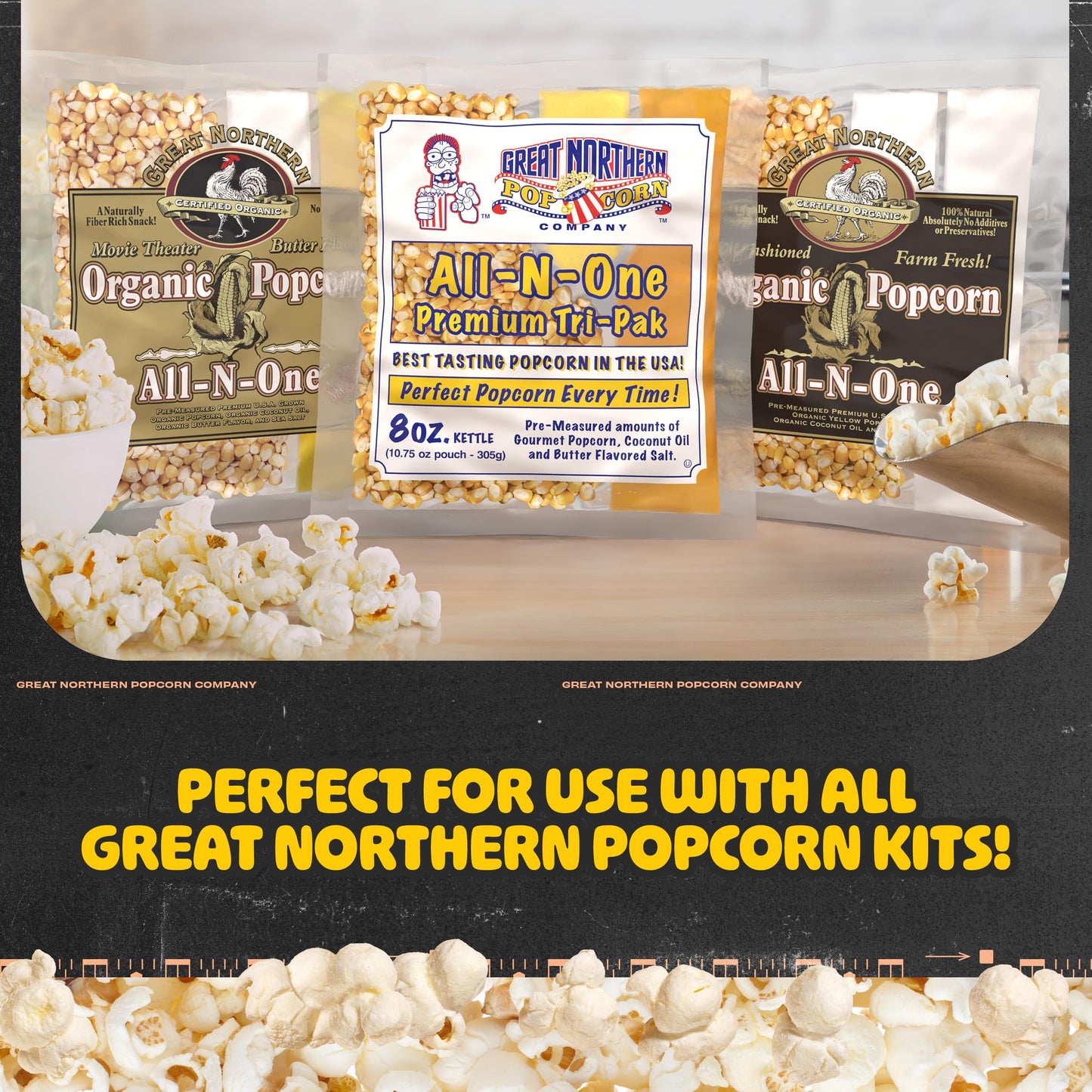 Matinee Popcorn Machine - 8oz Popper with Stainless-Steel Kettle, Reject Kernel Tray, Warming Light, and Accessories by Great Northern Popcorn (Black)