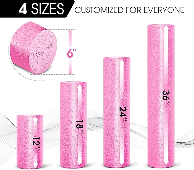 Yes4All High-Density EPP Round Back Roller Foam, Exercise Foam Roller for Yoga, Pilates & Stretching - 12, 18, 24, 36 inch
