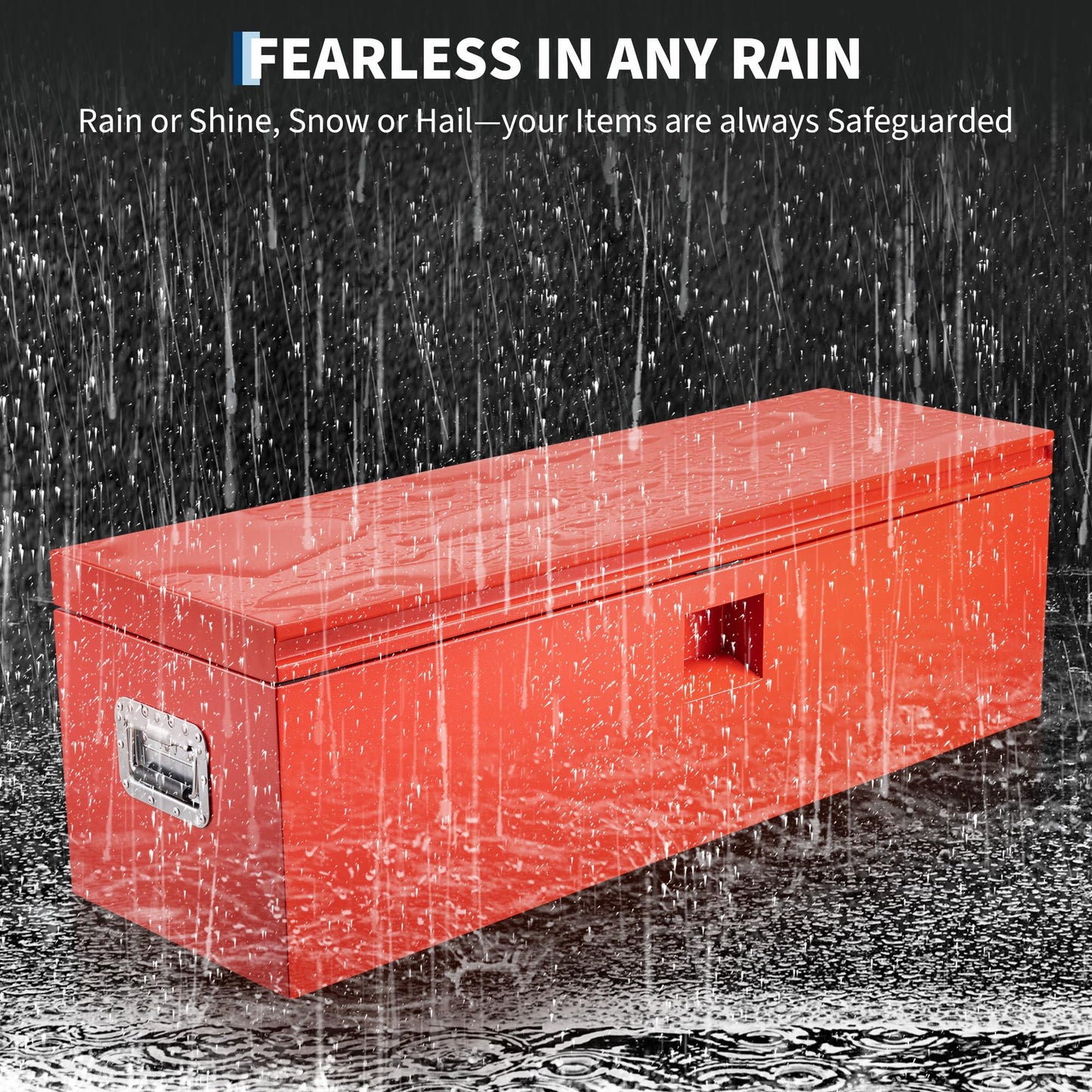 CABIHOME 48-Inch Heavy Duty Steel Truck Tool Box, Lockable & Weatherproof Jobsite Storage Chest with Hydraulic Lid for Pickup Trucks & Trailers