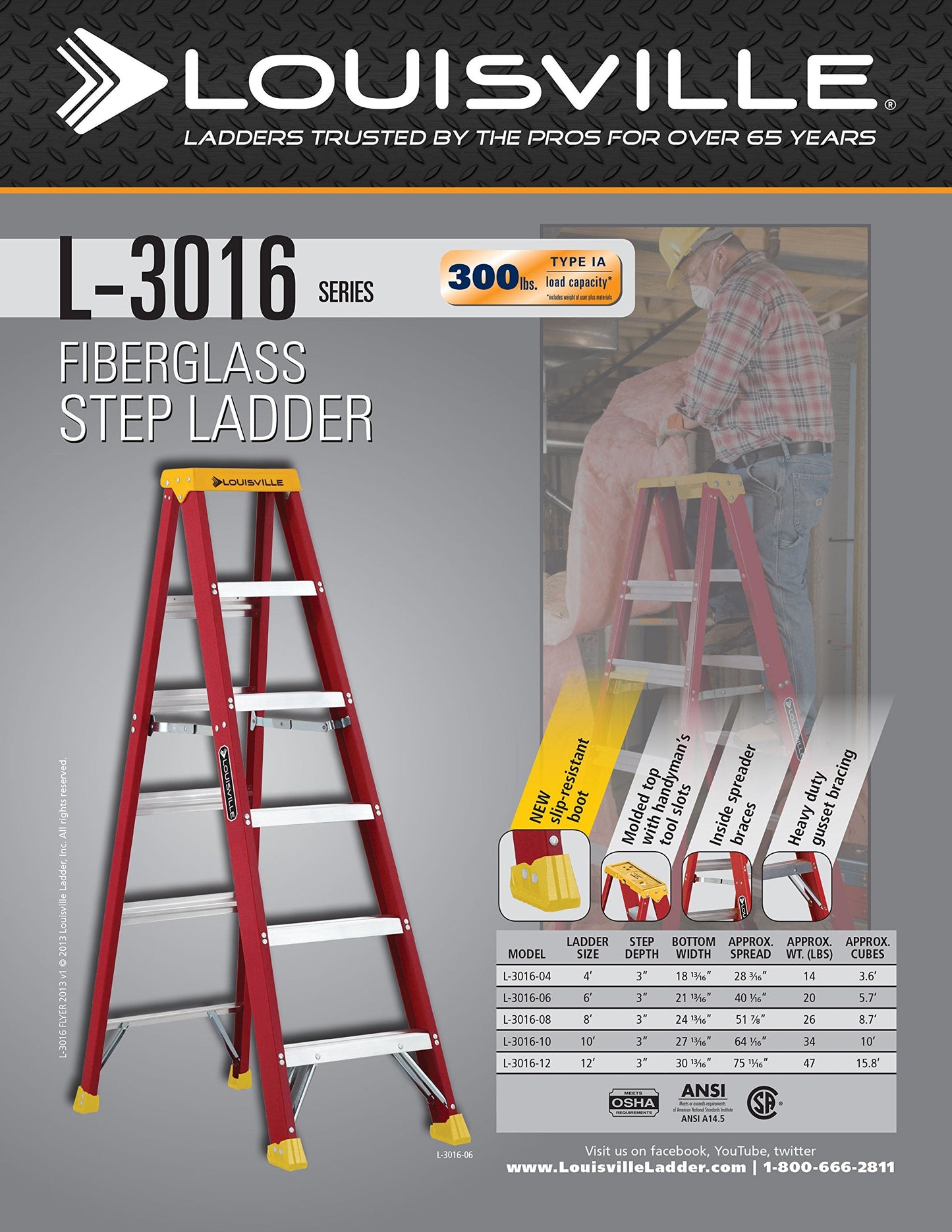Louisville Ladder FXS1506, 6-feet, Orange & L-3016-04 Step Stepladder, 4-Feet