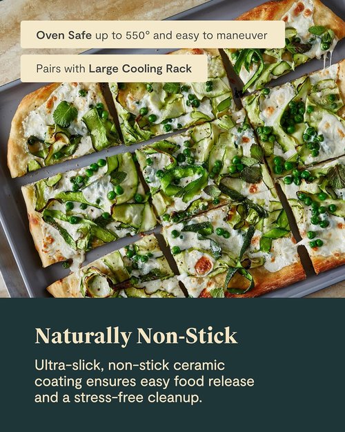 Caraway Non-Stick Ceramic Baking Sheet Duo - Non-Toxic, PTFE & PFOA Free - Ideal for Baking & Roasting - Large (18" x 13") - Marigold