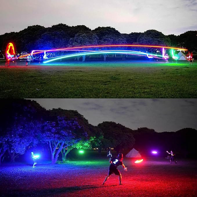 TOSY Bundle of 3-2X Blue + Green - Flying Disc 36 LEDs, Super Bright, Smart Modes, Auto Light Up, Rechargeable, Cool Fun Christmas, Birthday & Camping Gift for Men/Boys/Teens/Kids, 175g Frisbee