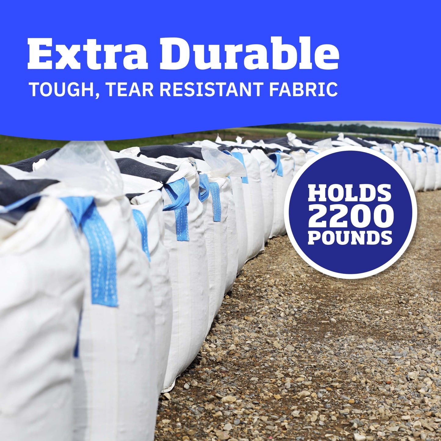 DURASACK Heavy Duty Builder's Bulk Bags 200-Gallon White Woven Polypropylene Contractor Trash Bags for Demo and Construction, Holds up to 2200 lbs, Open Top