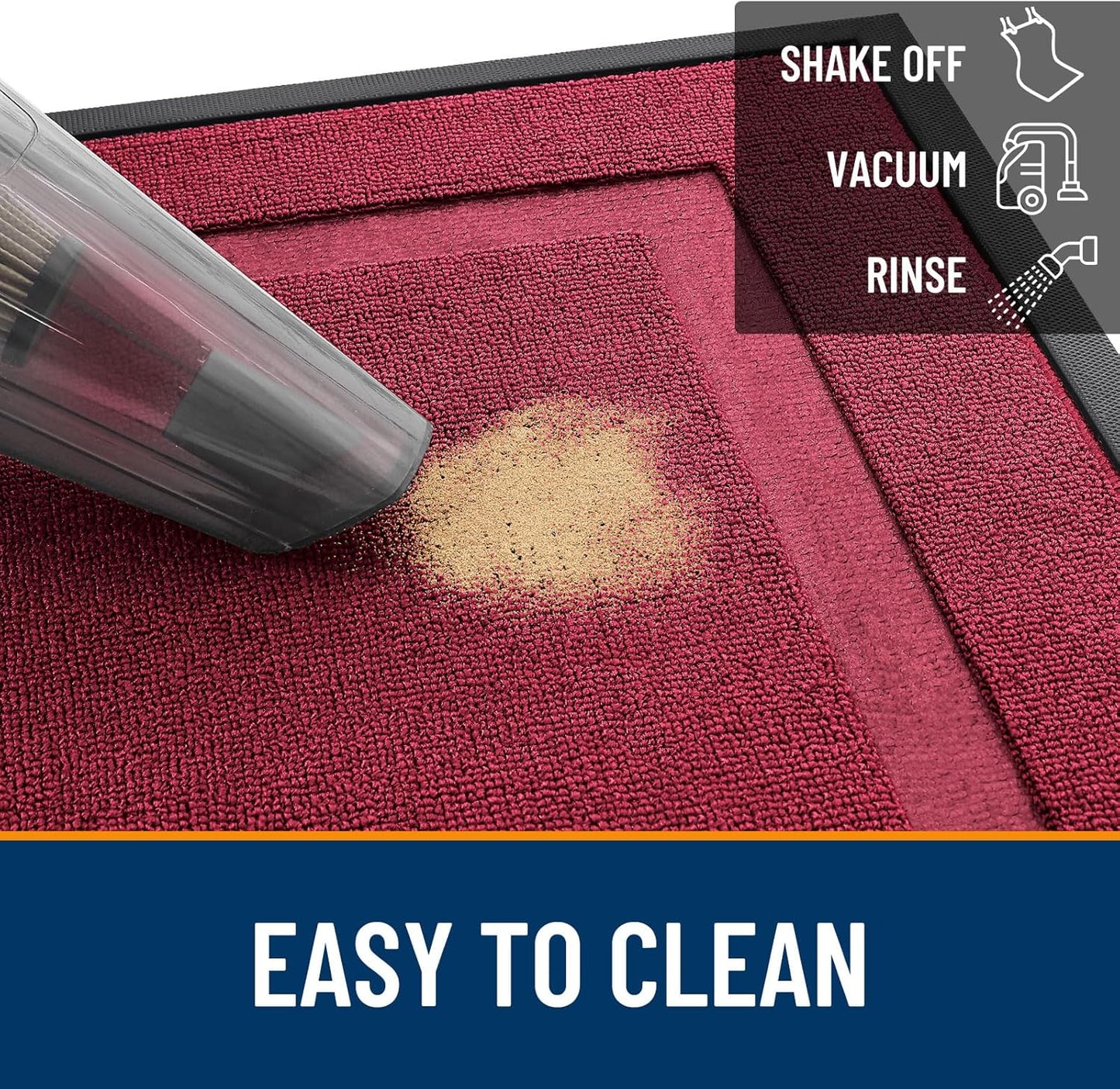 OLANLY Indoor Outdoor Front Door Mat - Waterproof All-Season Doormat, Easy Clean, 35x23, Burgundy