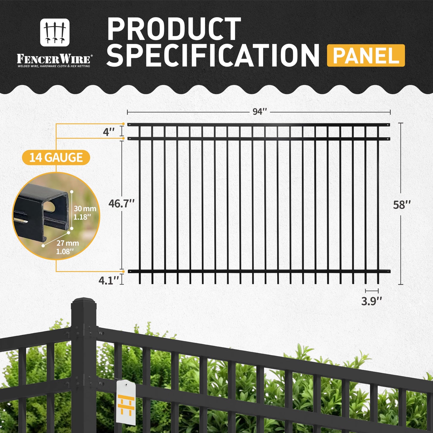 Fencer Wire 76FT Heavy Duty Flat Top Fence Barrier Kit, Anti-Rust Metal Steel Fence with 5FT Height X 8FT Width Panels, with Flat Top Gate, Posts, Connectors, Outdoor Fencing for Yard