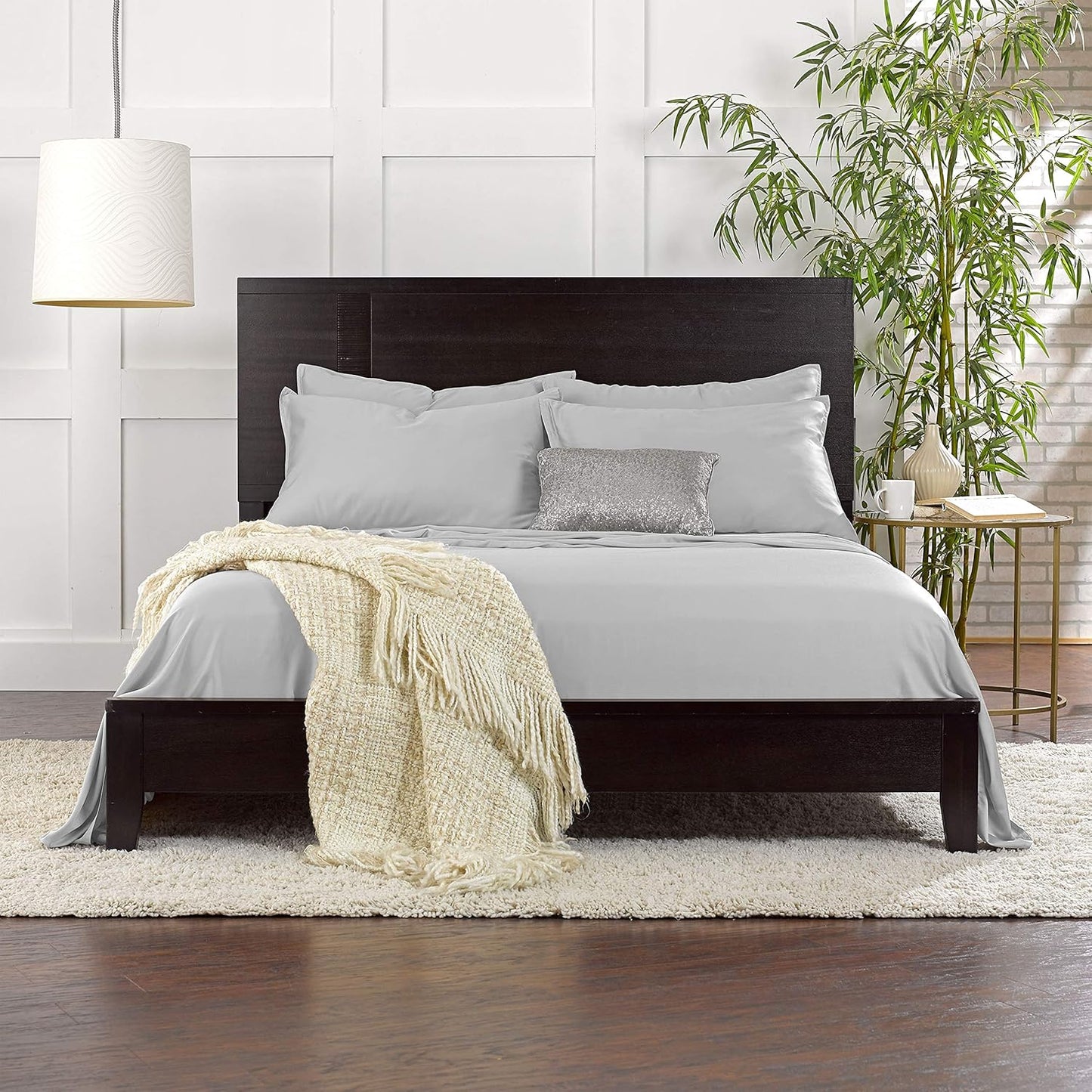 Pure Bamboo Full Bed Sheet Set - Luxuriously Soft & Cooling 100% Organic Viscose | Silver Pearl, Double Stitching