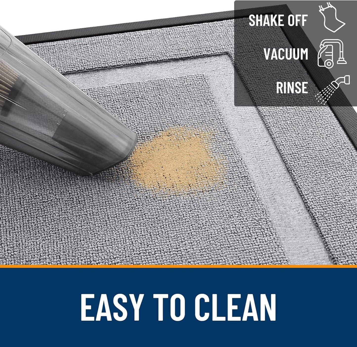 OLANLY Indoor Outdoor Front Door Mat - Waterproof All-Weather Doormat, Easy Clean, 29.5x17, Silver Gray