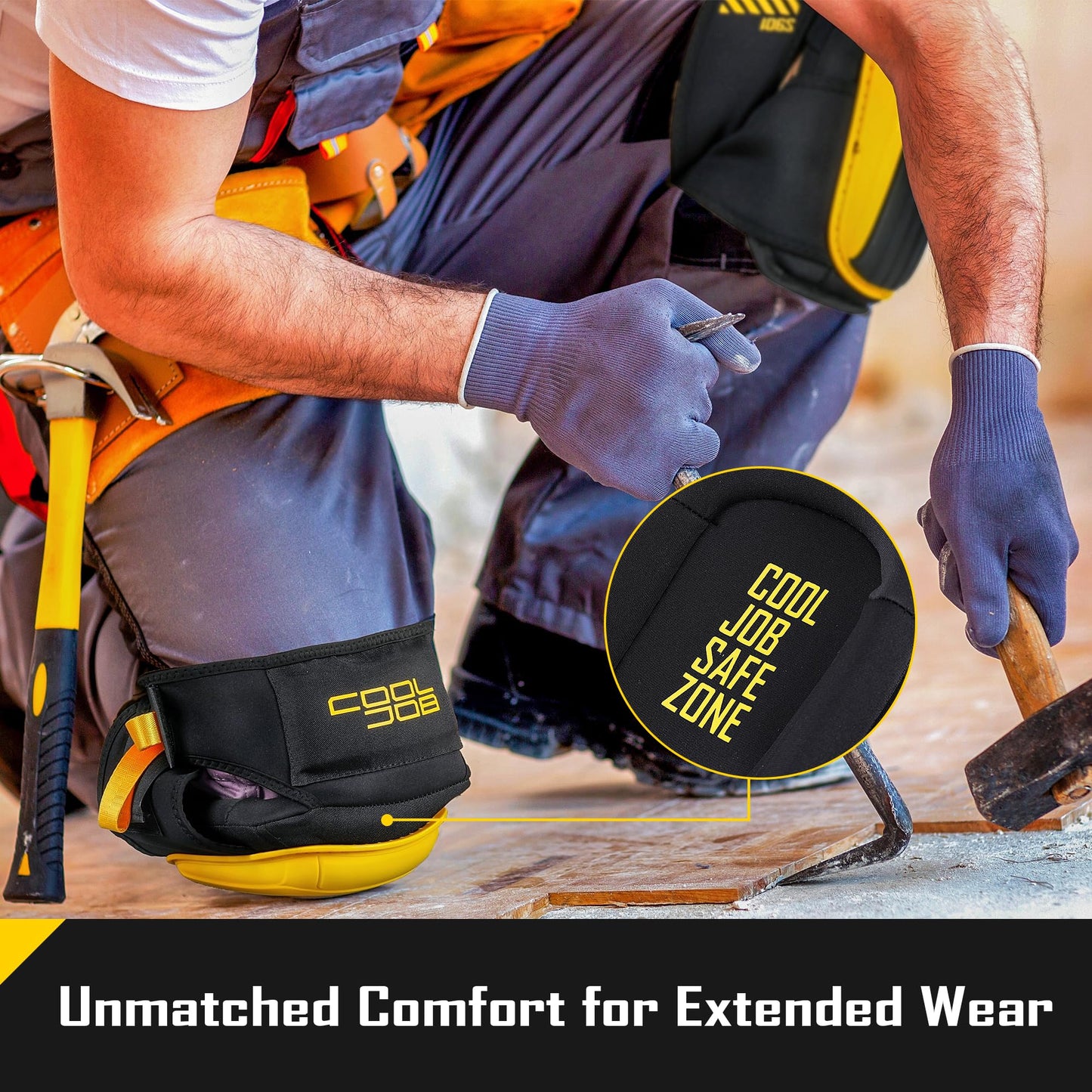 COOLJOB 36 Pairs Dotted Nitrile Rubber Coated Gloves Touchscreen Small & 1 Pair Gel Construction Knee Pads