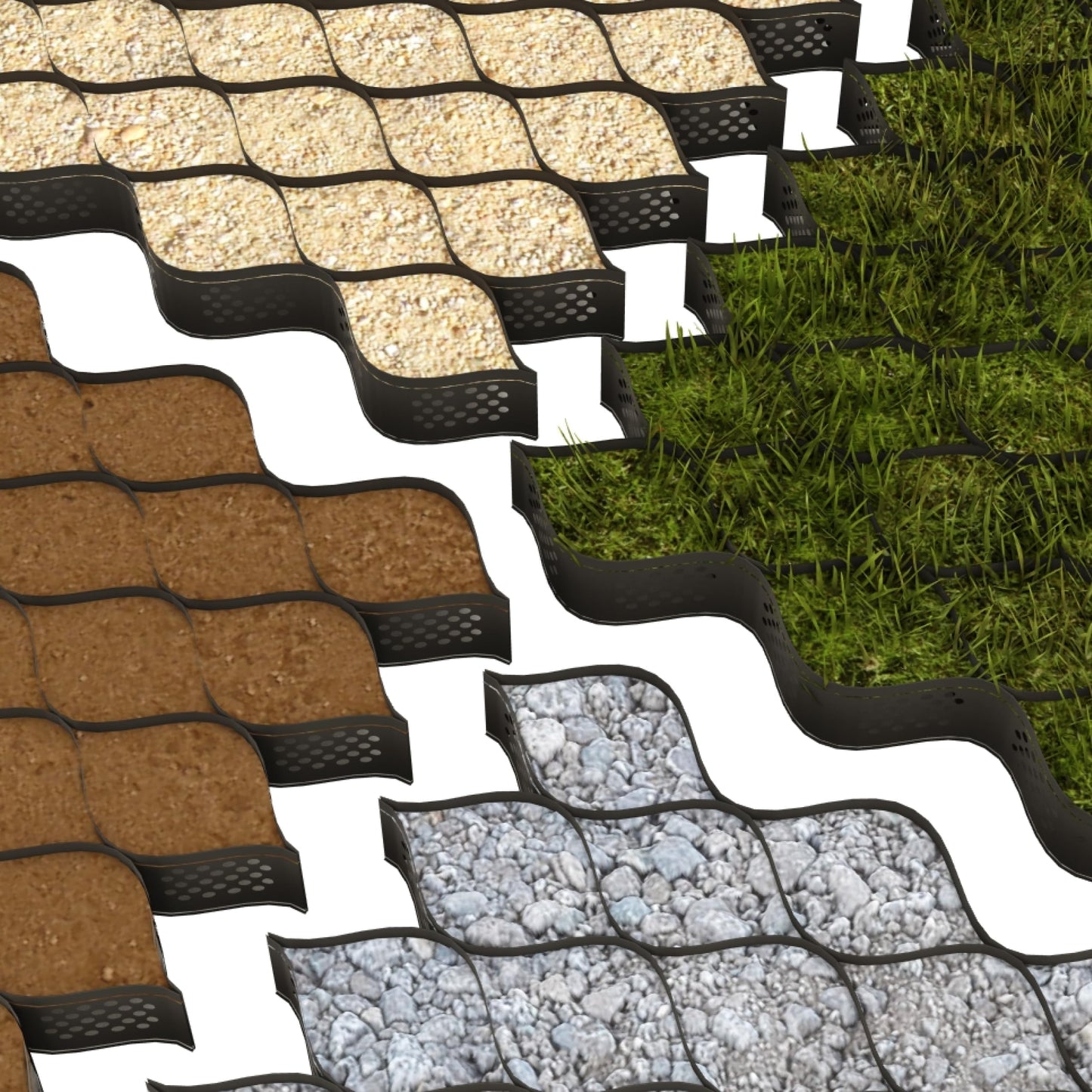 BaseCore HD™ 3" Geocell Ground Grid | 10x12 ft Commercial Grade Gravel Grid for Driveway, Parking, Slope - Heavy Duty Landscaping Stabilizer, Horse Run, Arena & Erosion Control - 1 Panel 120 sq ft