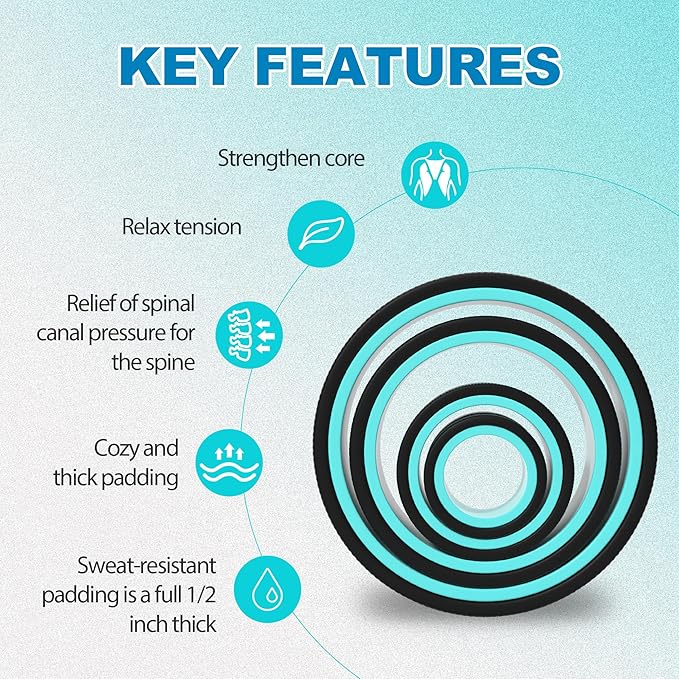 Furnhome Back Roller - Back Wheel for Deep Tissue Massage,Yoga Wheel for Back Pain & Stretching- Comfy Deep Tissue Massage Roller (4-Pack)