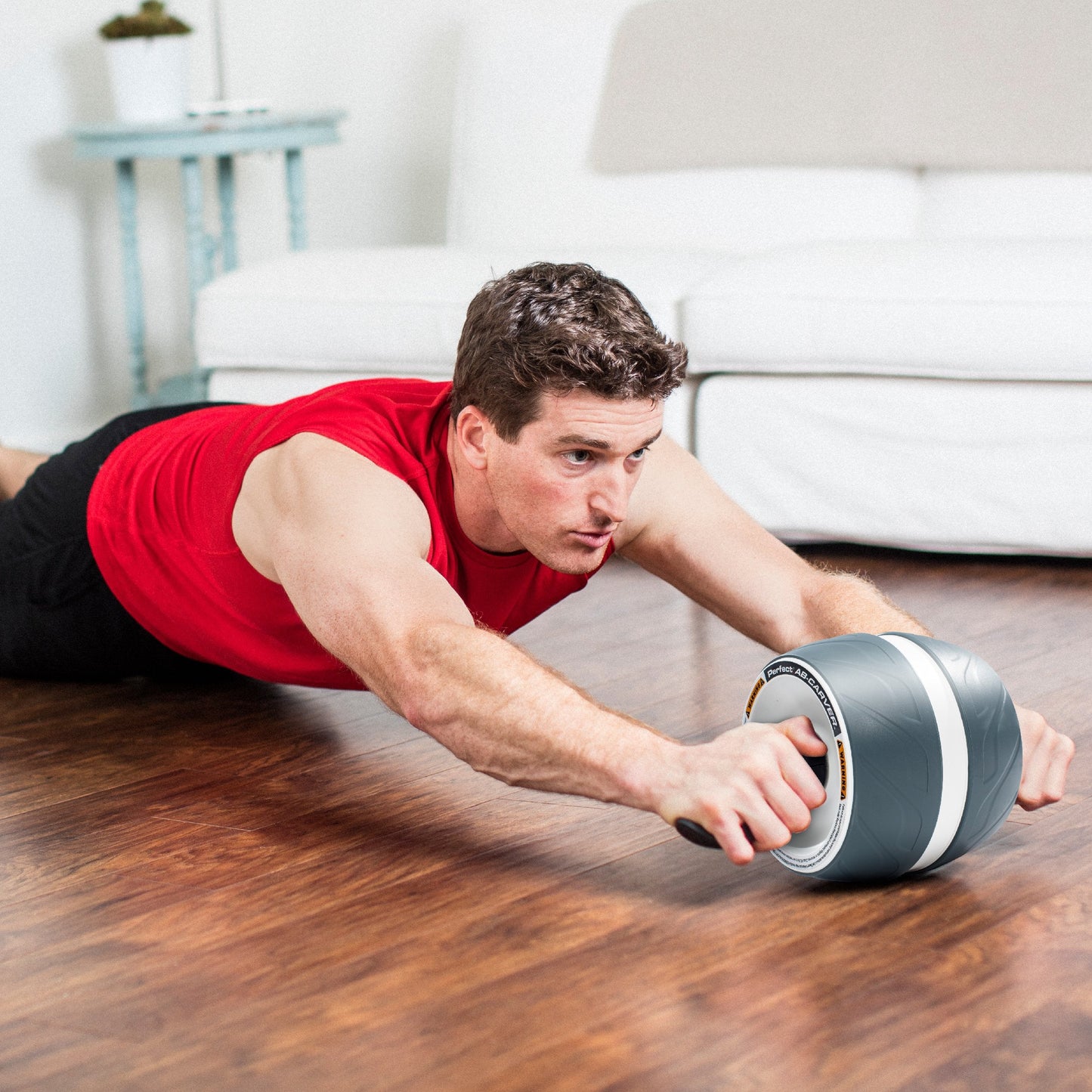 Perfect Fitness Ab Carver Roller for Core Workouts, White and Gray